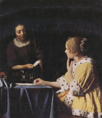 Jan Vermeer Misterss and Maid (mk30) Norge oil painting art